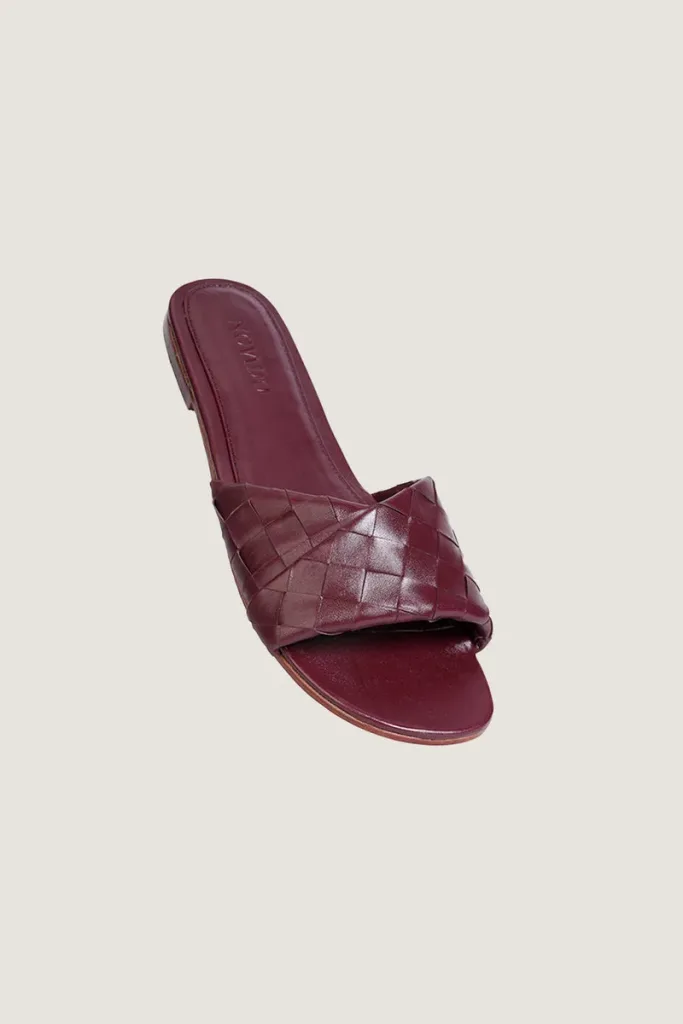 Sloane Square Leather Flat Mules – Burgundy – view 1