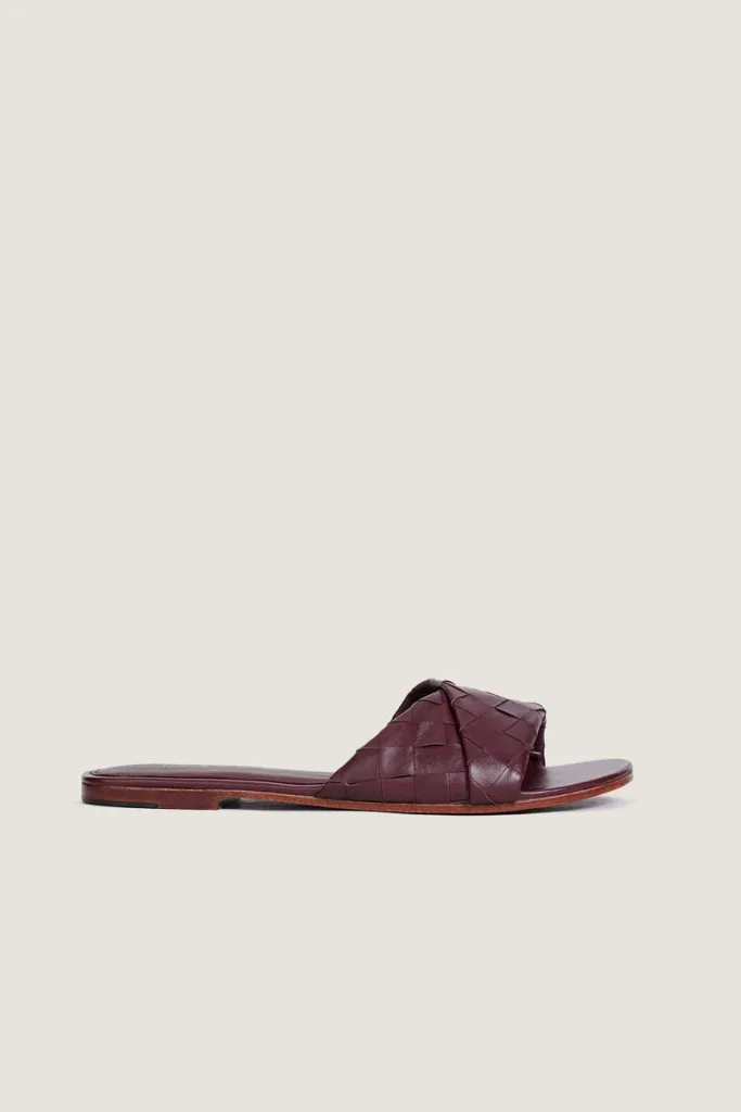 Sloane Square Leather Flat Mules – Burgundy – view 2