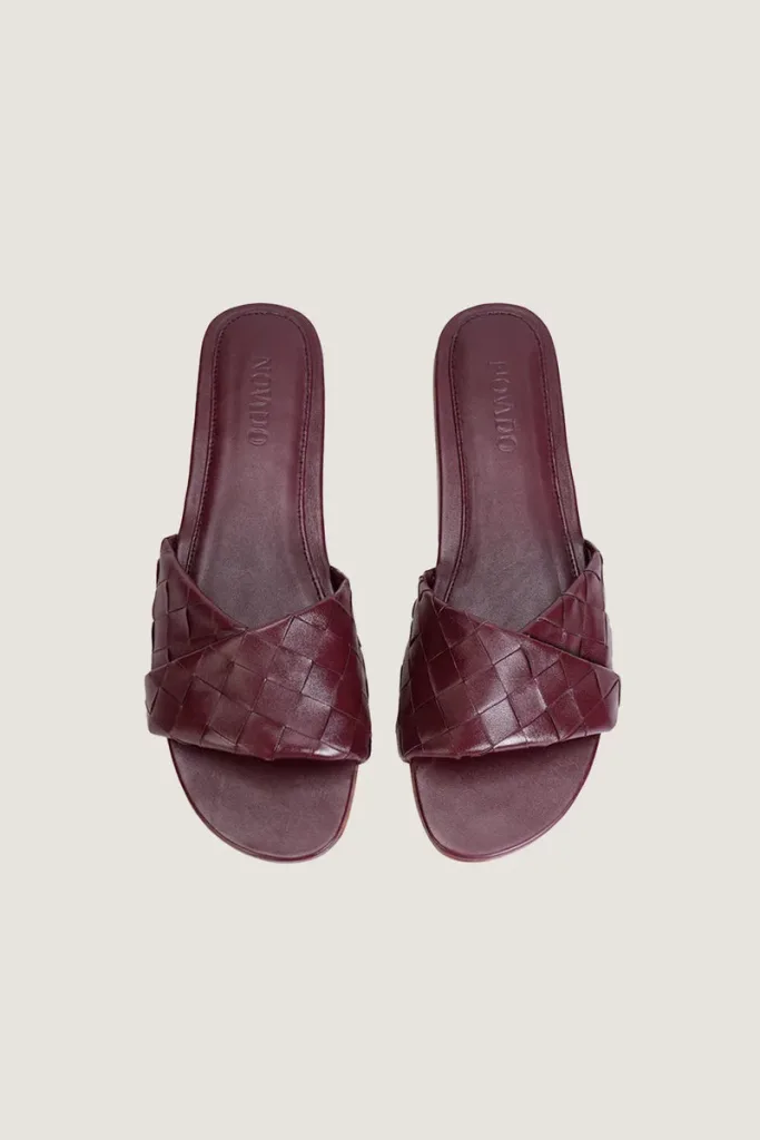 Sloane Square Leather Flat Mules – Burgundy – view 4