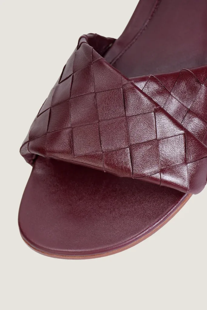 Sloane Square Leather Flat Mules – Burgundy – view 5