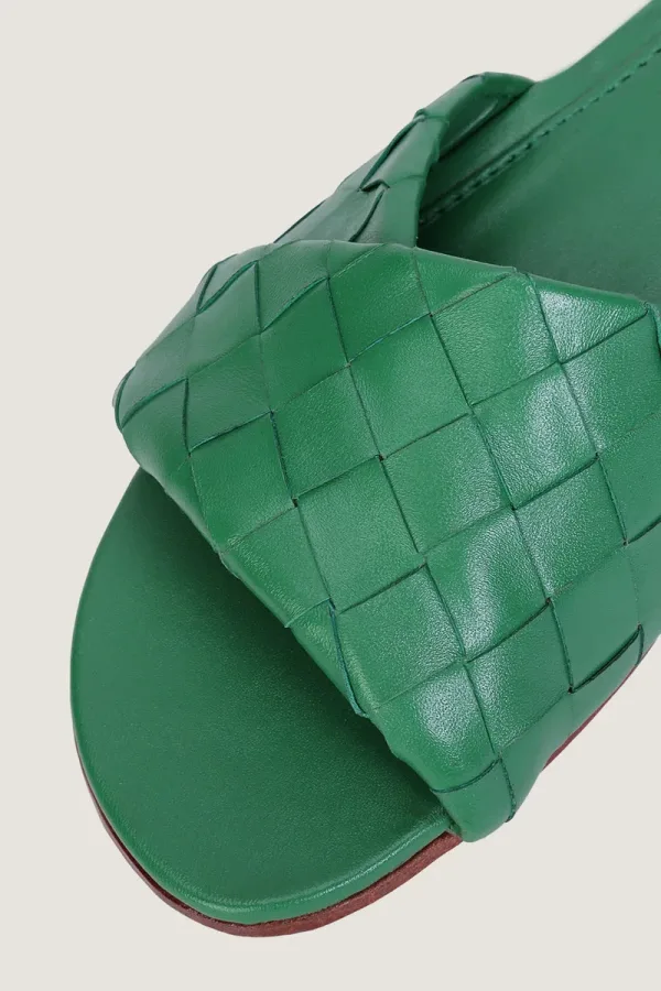 Sloane Square Leather Flat Mules – Green – view 5
