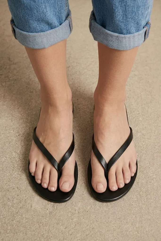 Tavistock Square Leather Flip Flops – Black – view 1