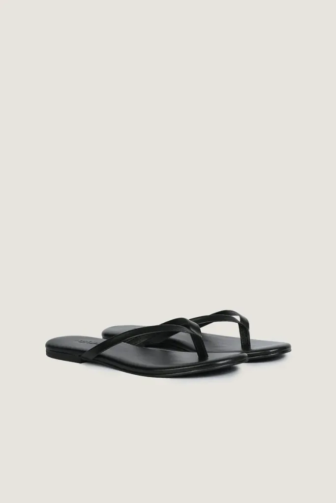 Tavistock Square Leather Flip Flops – Black – view 4