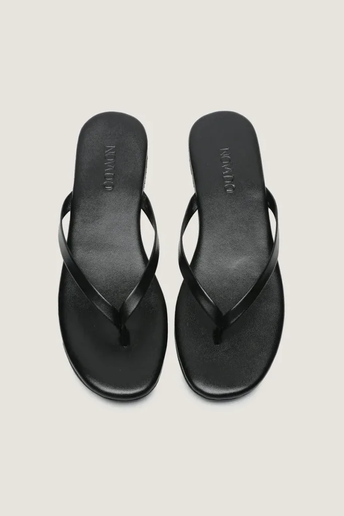 Tavistock Square Leather Flip Flops – Black – view 5