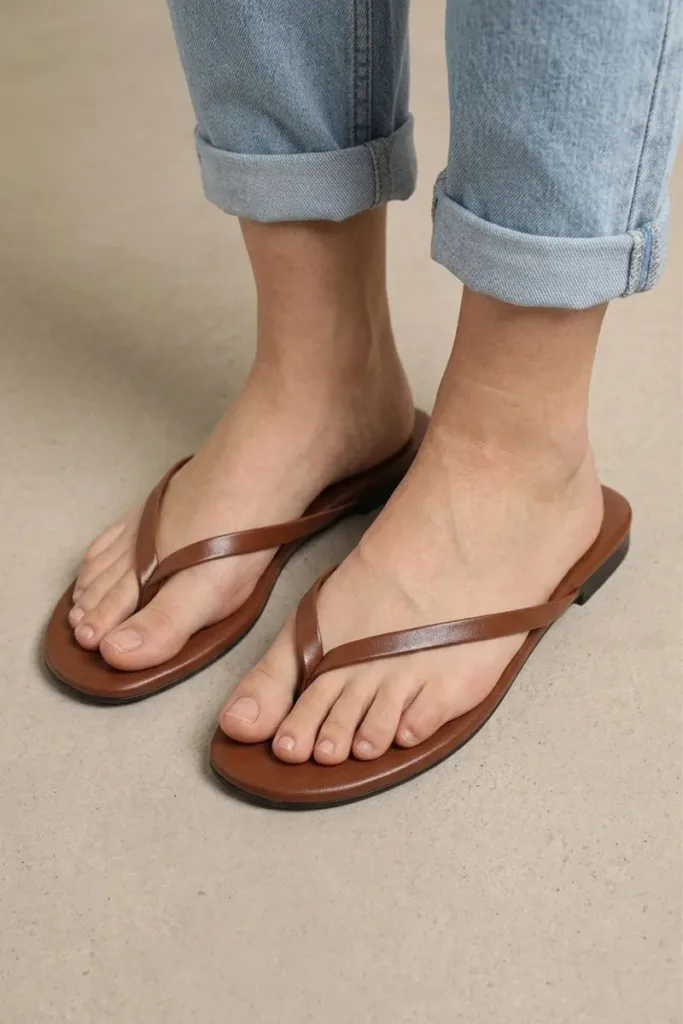 Tavistock Square Leather Flip Flops – Brown – view 1