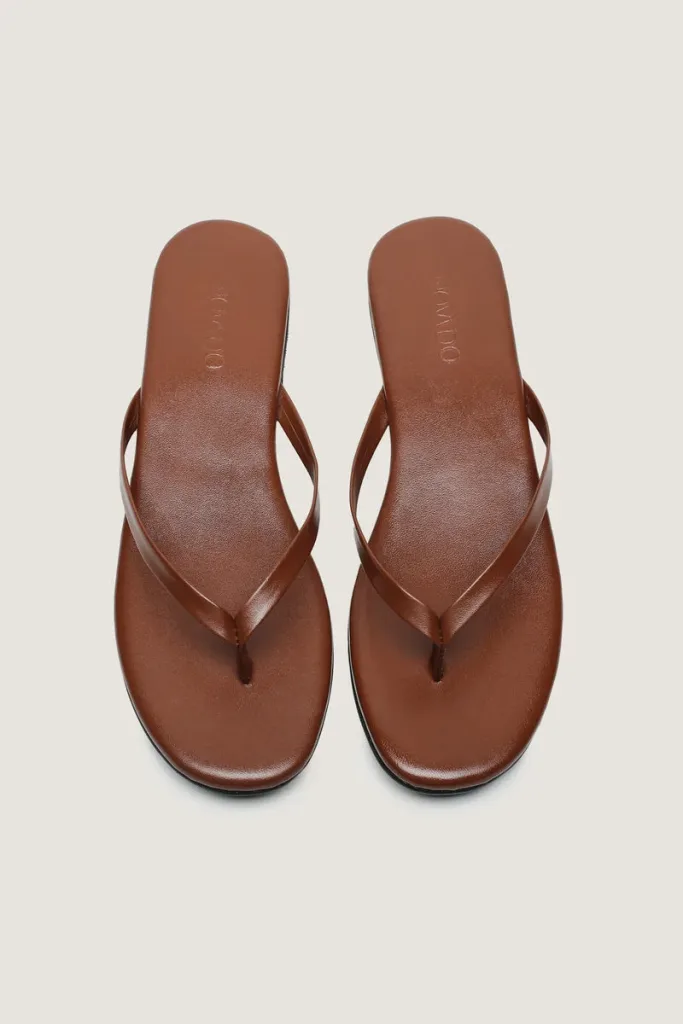 Tavistock Square Leather Flip Flops – Brown – view 2