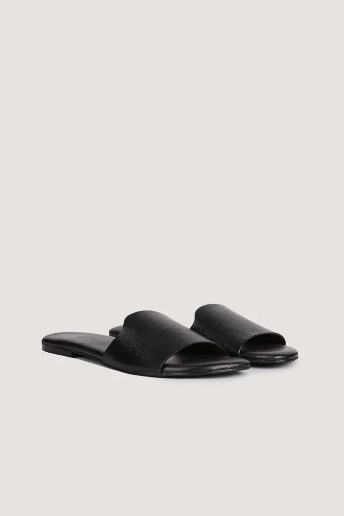 Woburn Square Leather Slides – Black – view 2