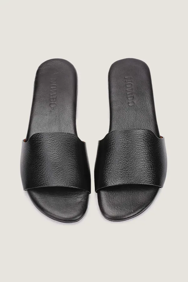 Woburn Square Leather Slides – Black – view 3