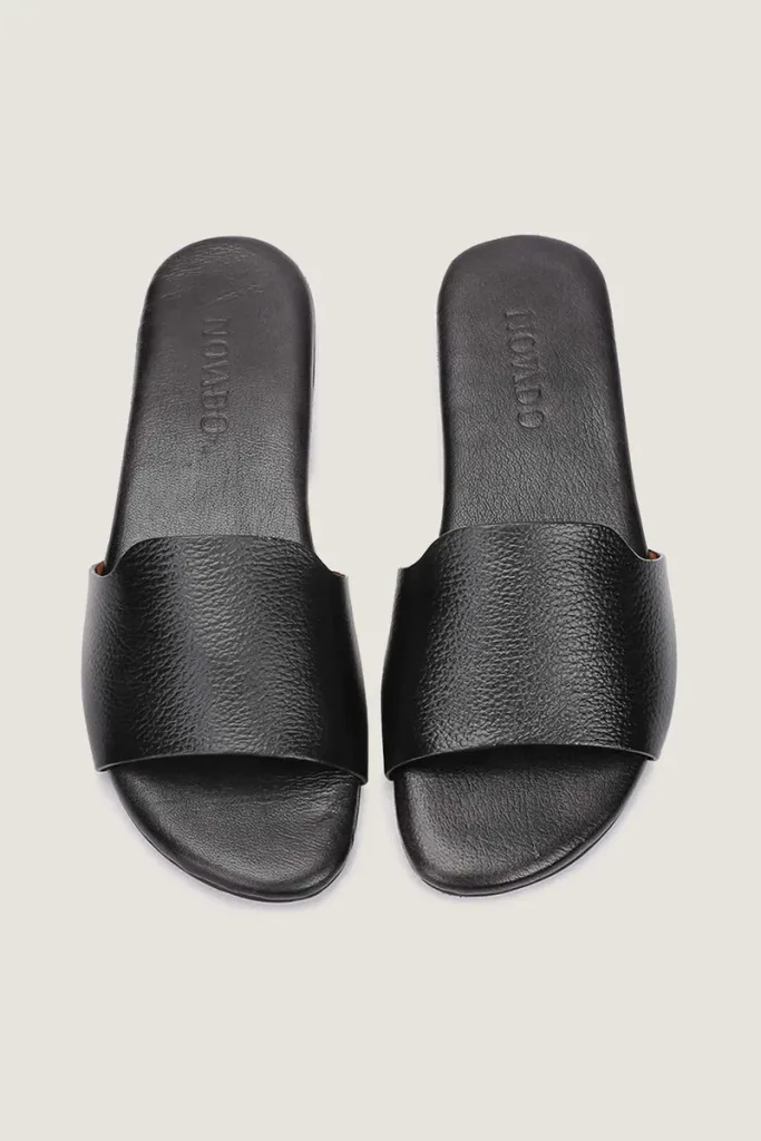 Woburn Square Leather Slides – Black – view 3
