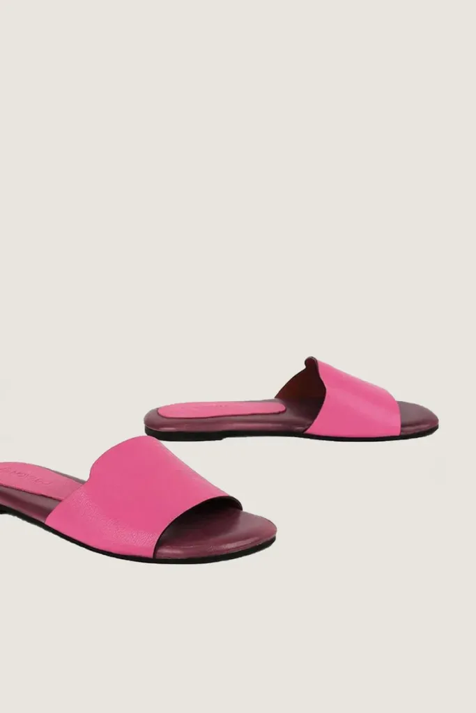 Woburn Square Leather Slides – Fuchsia – view 3