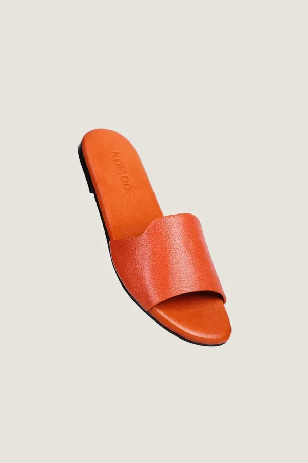 Woburn Square Leather Slides – Orange – view 1