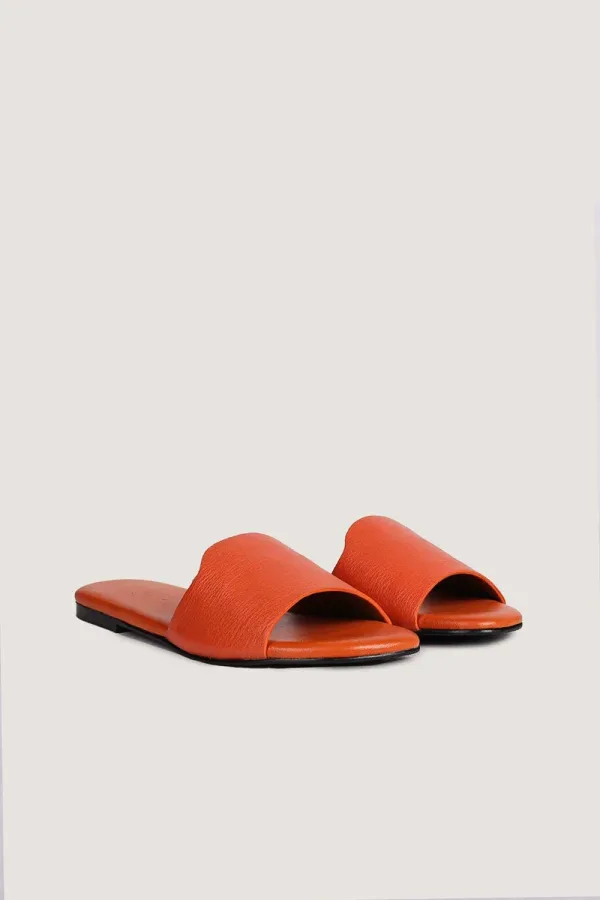 Woburn Square Leather Slides – Orange – view 3