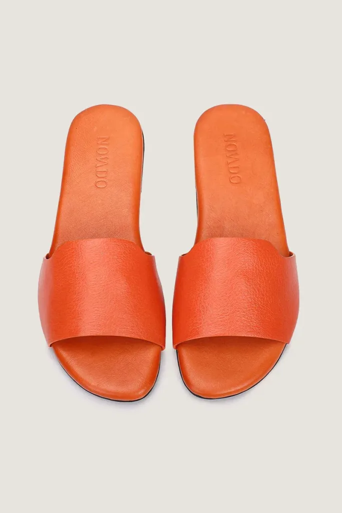 Woburn Square Leather Slides – Orange – view 4