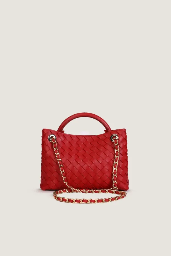 Abingdon Small Chain Leather Shoulder Bag – Red – view 2