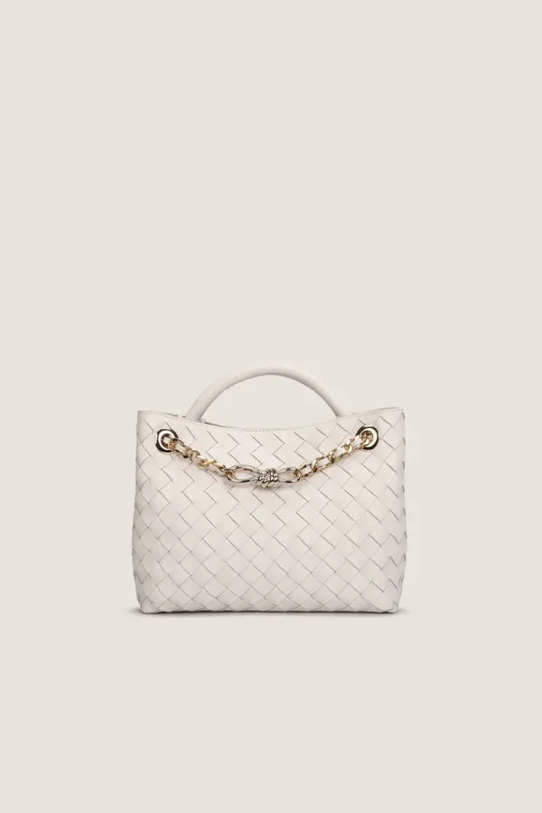 Abingdon Small Chain Leather Shoulder Bag – White – view 1