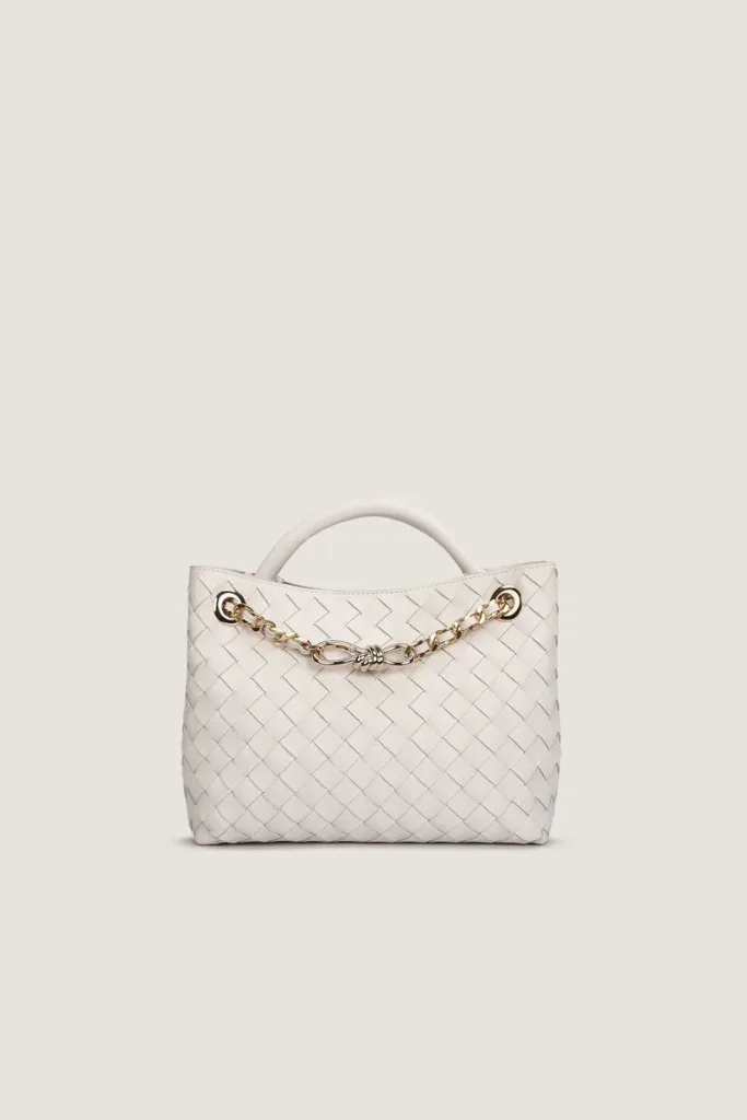Abingdon Small Chain Leather Shoulder Bag – White – view 1