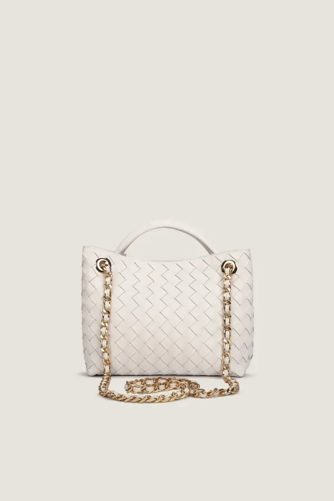 Abingdon Small Chain Leather Shoulder Bag – White – view 4
