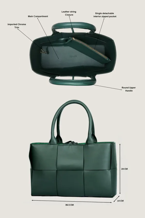 Bruton Leather Tote Bag – Green – view 4