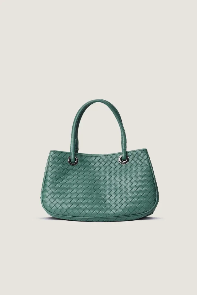 Charlotte Basket Leather Shoulder Bag – Emerald Green – view 1