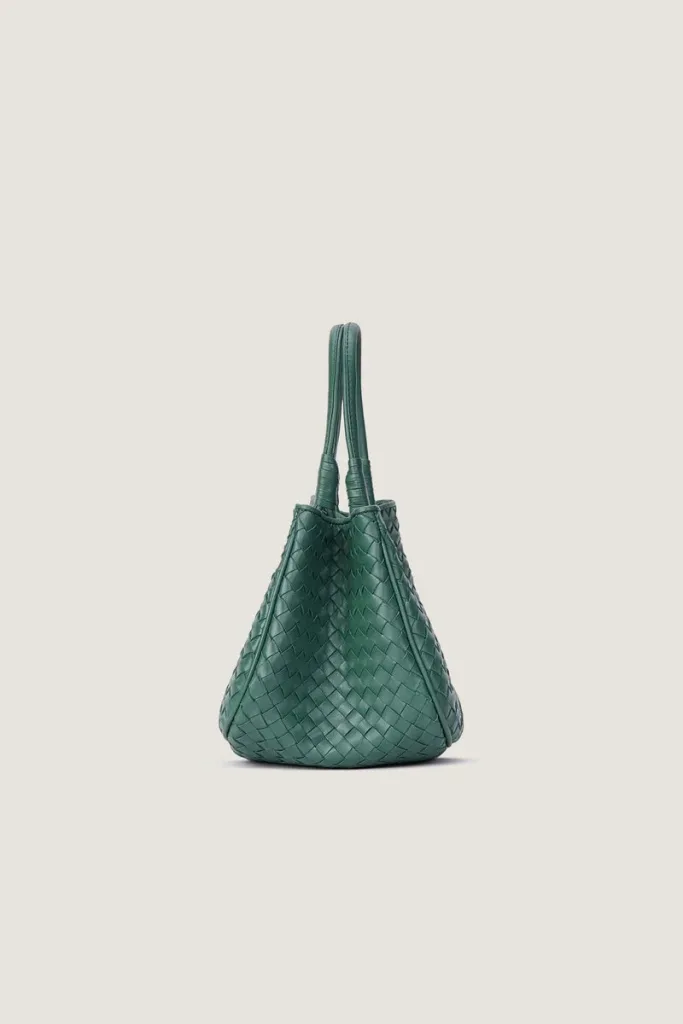 Charlotte Basket Leather Shoulder Bag – Emerald Green – view 2