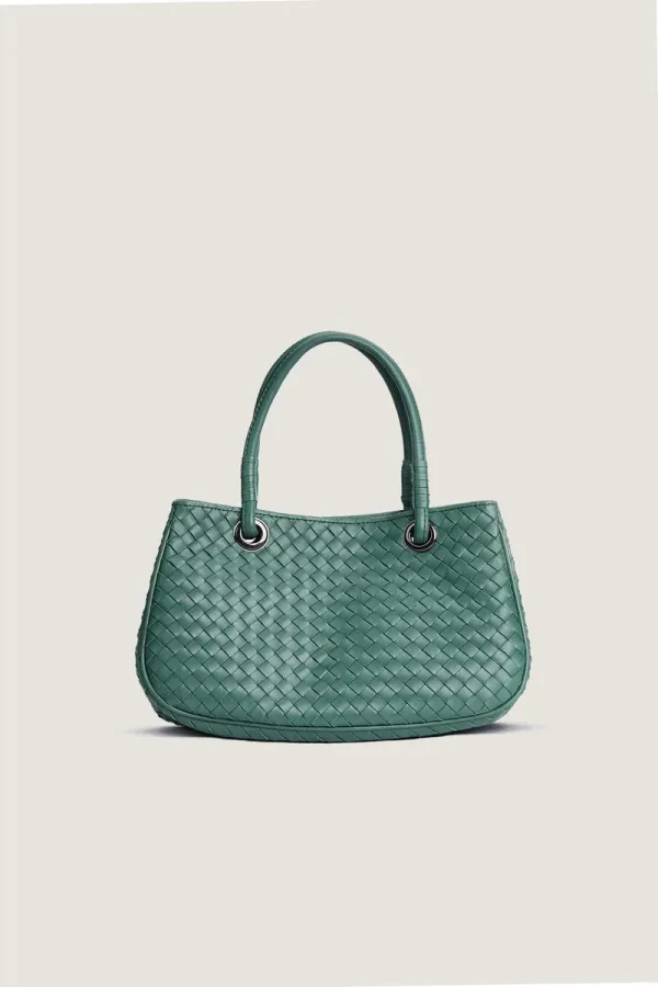 Charlotte Basket Leather Shoulder Bag – Emerald Green – view 3