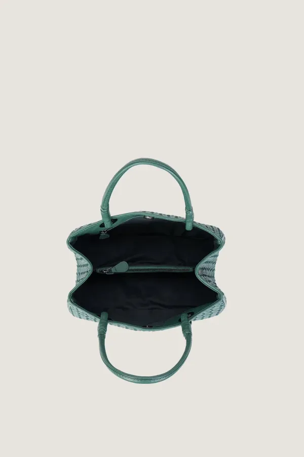 Charlotte Basket Leather Shoulder Bag – Emerald Green – view 4