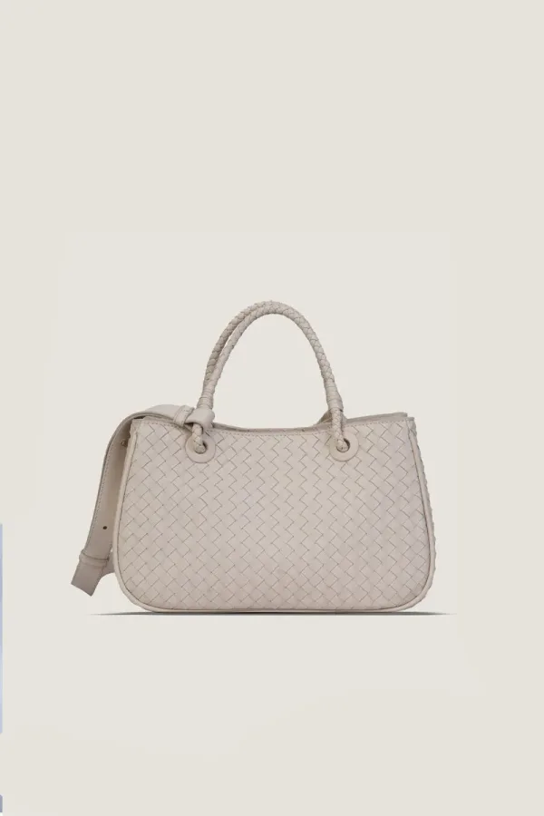 Charlotte Basket Leather Shoulder Bag – Off White – view 1