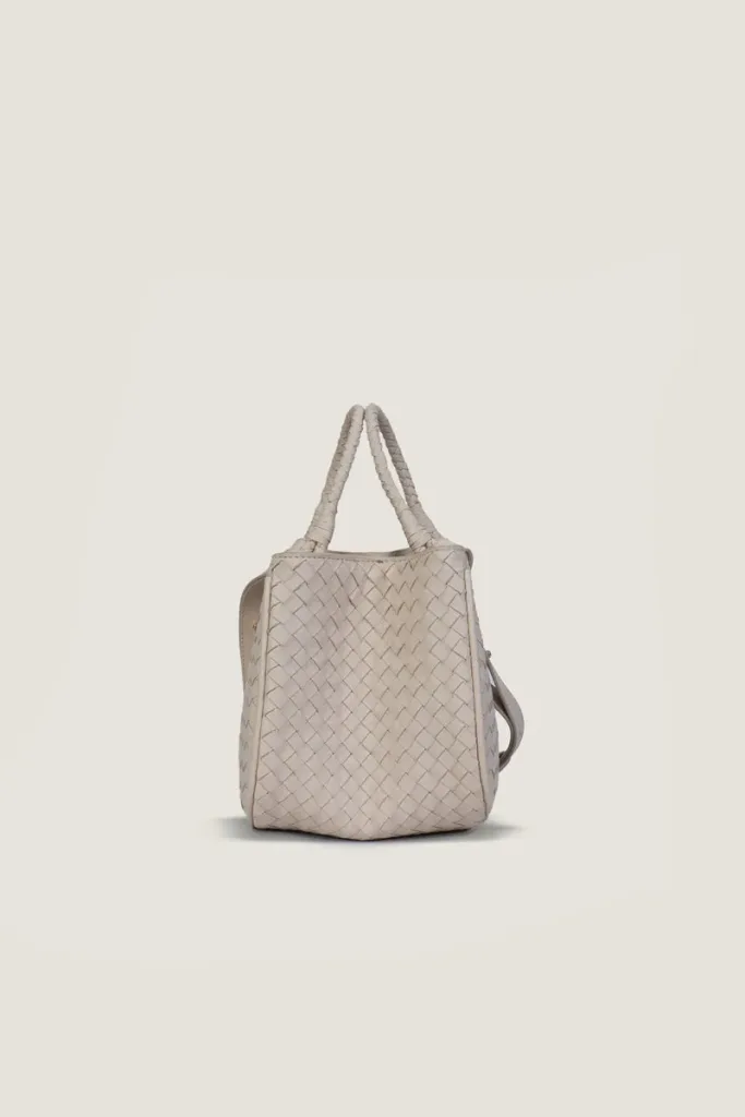 Charlotte Basket Leather Shoulder Bag – Off White – view 2