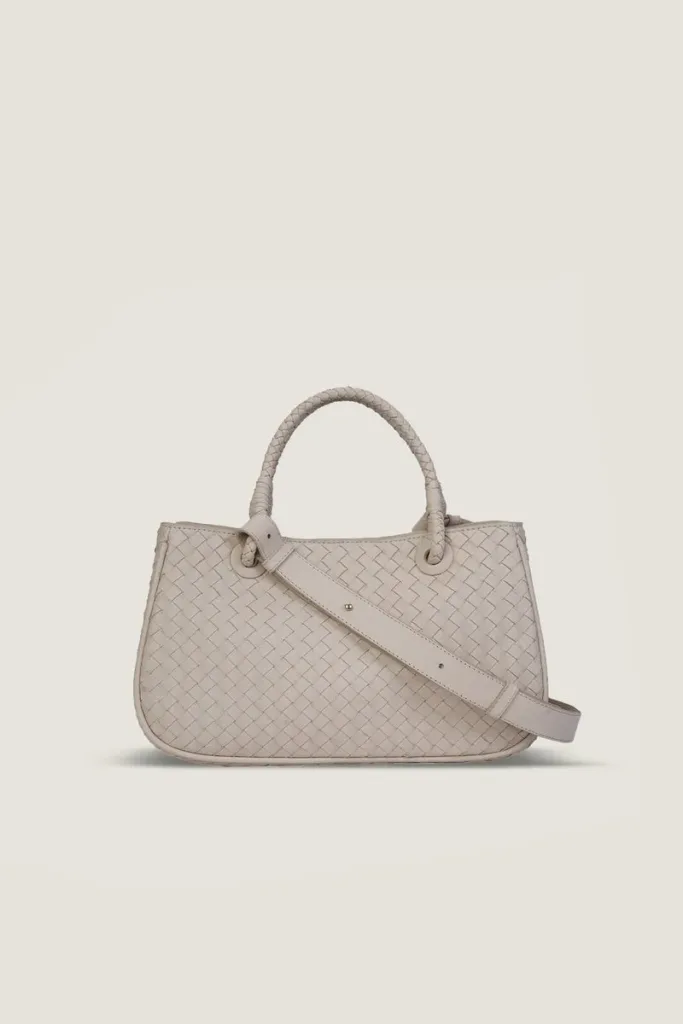Charlotte Basket Leather Shoulder Bag – Off White – view 3