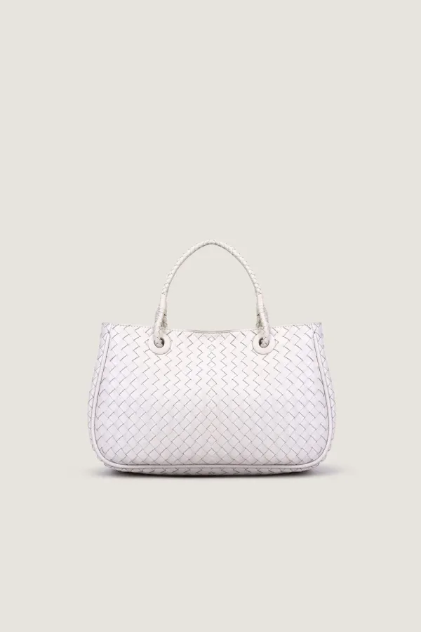 Charlotte Basket Leather Shoulder Bag – White – view 1