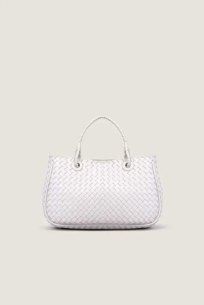 Charlotte Basket Leather Shoulder Bag – White – view 1