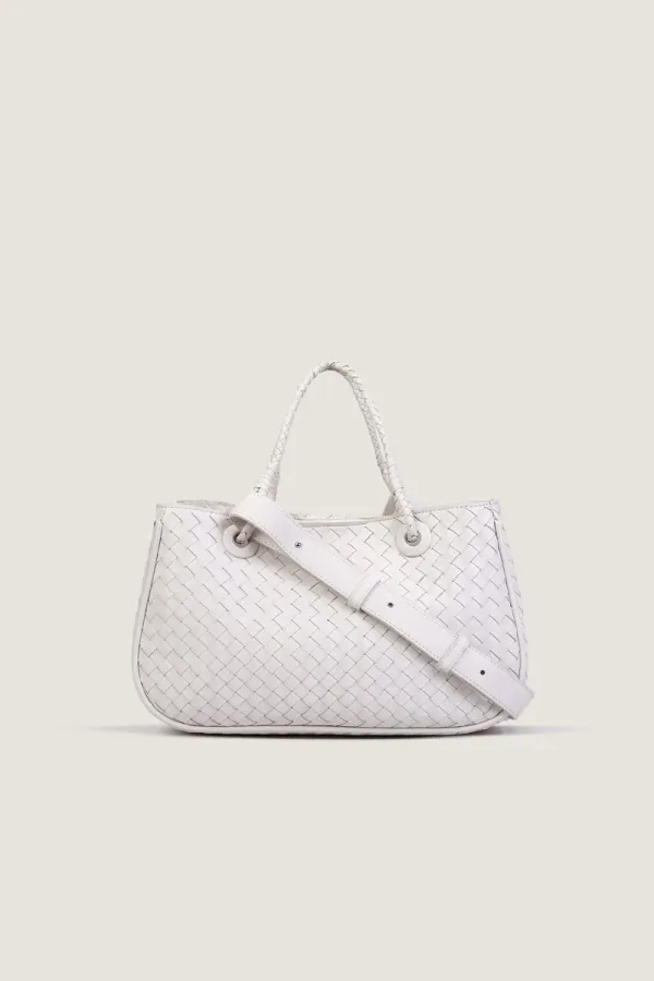 Charlotte Basket Leather Shoulder Bag – White – view 4