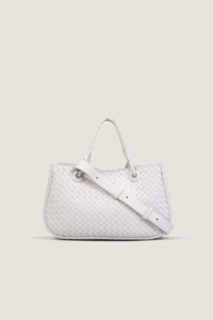 Charlotte Basket Leather Shoulder Bag – White – view 4