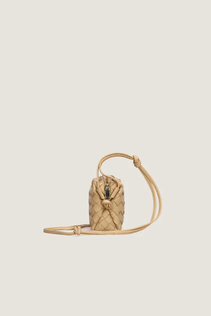 Davies Mini Camera Leather Crossbody Bag – Beige – view 3