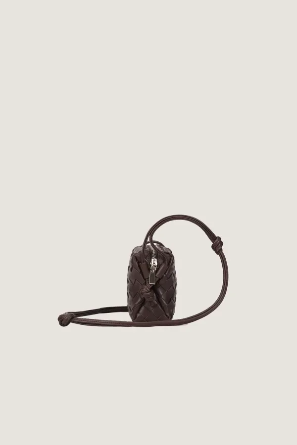 Davies Mini Camera Leather Crossbody Bag – Chocolate Brown – view 3