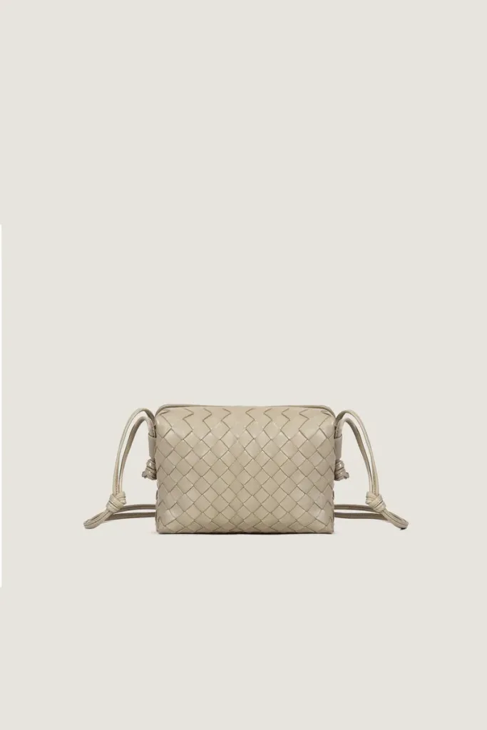 Davies Mini Camera Leather Crossbody Bag – Light Grey – view 1