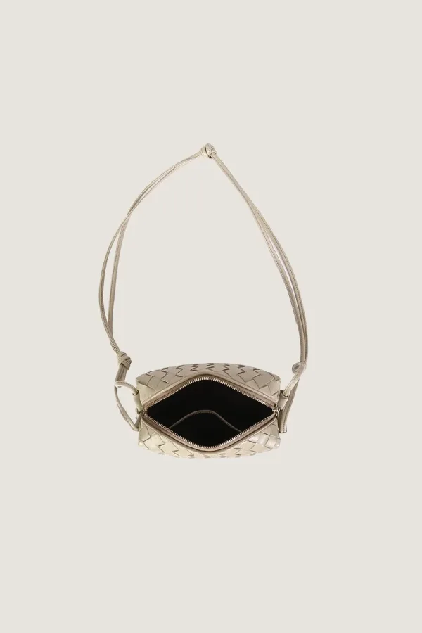 Davies Mini Camera Leather Crossbody Bag – Light Grey – view 3