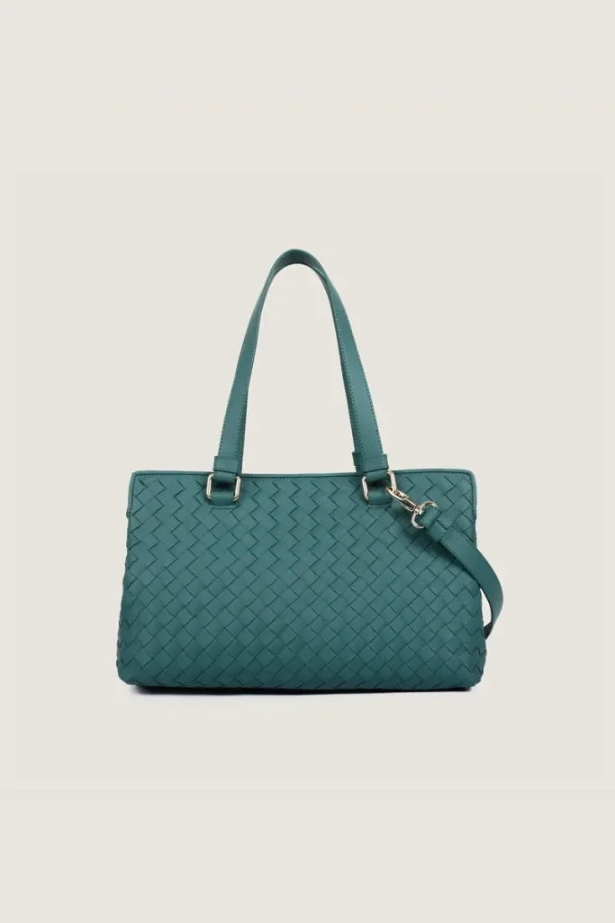 Foley Woven Leather Shoulder Bag – Bright Green – view 1