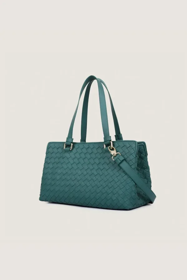 Foley Woven Leather Shoulder Bag – Bright Green – view 2