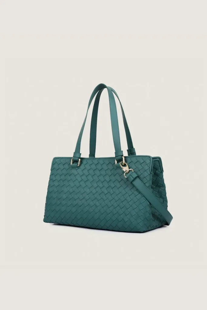 Foley Woven Leather Shoulder Bag – Bright Green – view 2