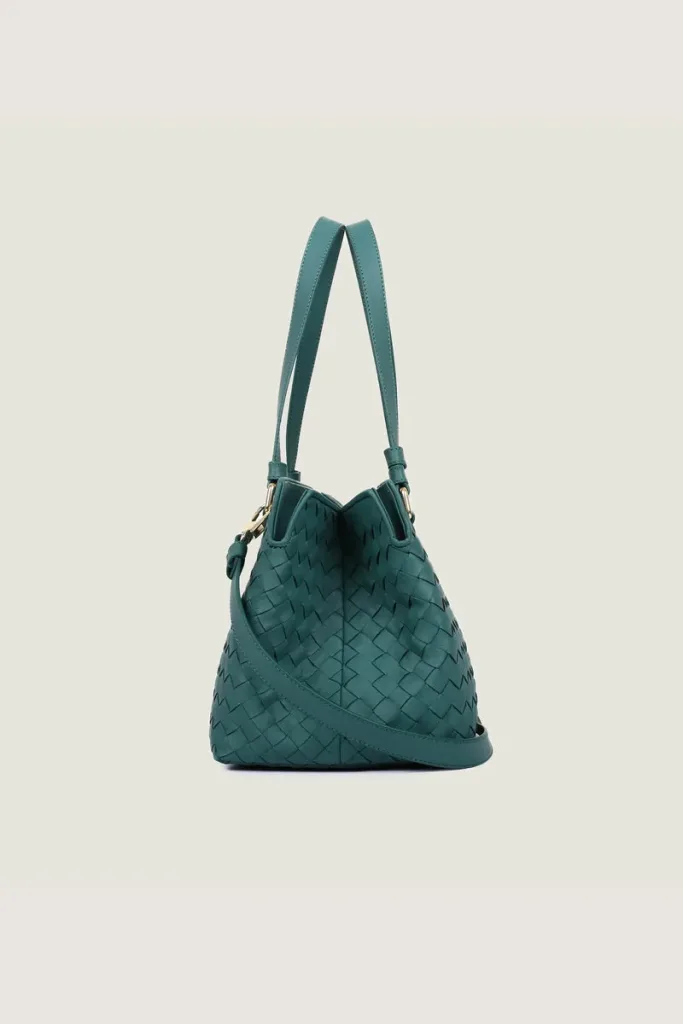 Foley Woven Leather Shoulder Bag – Bright Green – view 3