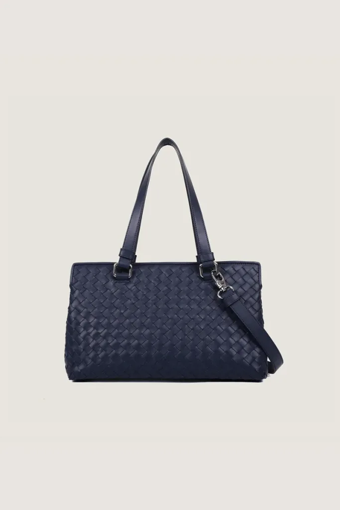 Foley Woven Leather Shoulder Bag – Navy – view 1