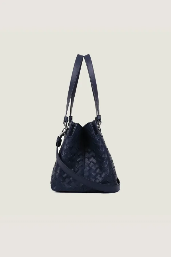 Foley Woven Leather Shoulder Bag – Navy – view 3