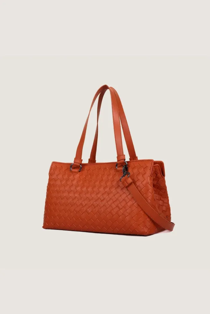 Foley Woven Leather Shoulder Bag – Orange – view 2