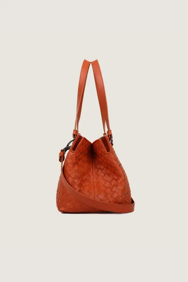 Foley Woven Leather Shoulder Bag – Orange – view 3
