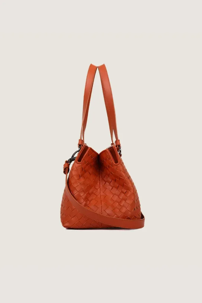 Foley Woven Leather Shoulder Bag – Orange – view 3