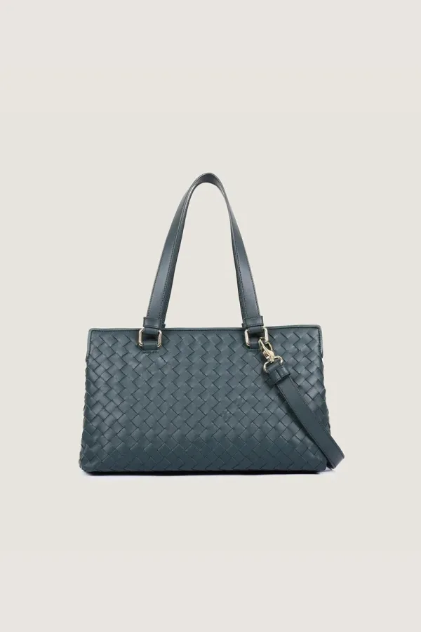 Foley Woven Leather Shoulder Bag – Sea Grey – view 1
