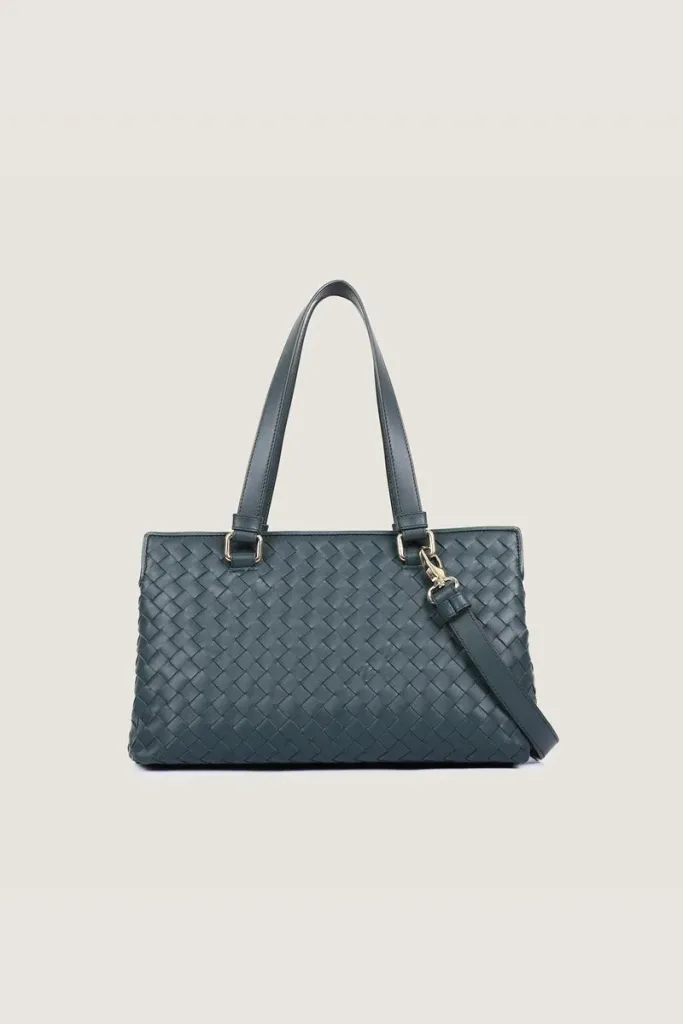 Foley Woven Leather Shoulder Bag – Sea Grey – view 1
