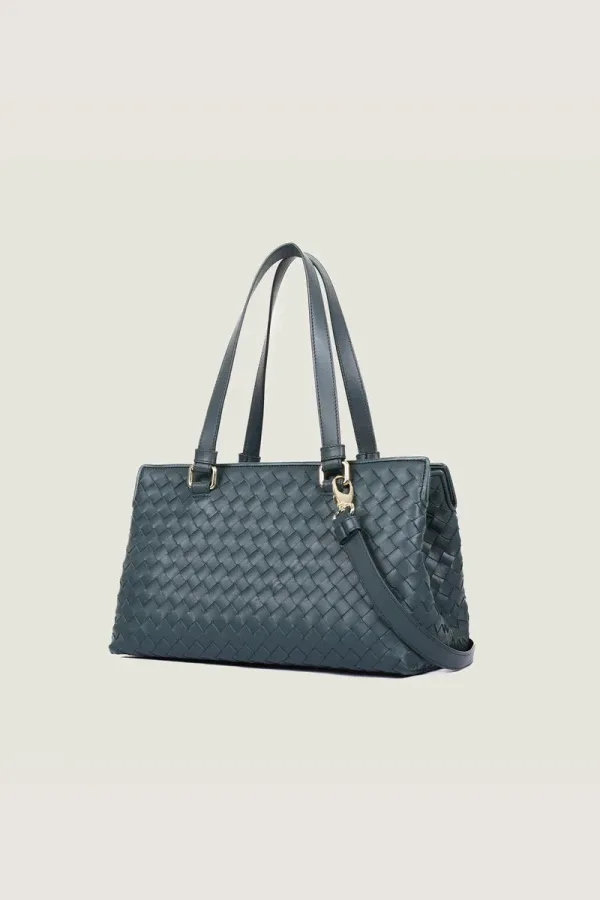 Foley Woven Leather Shoulder Bag – Sea Grey – view 2