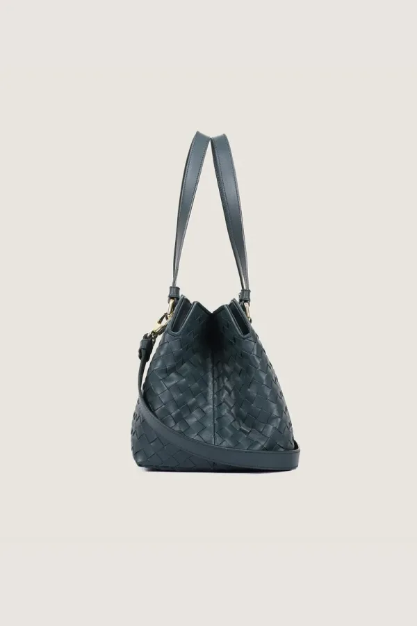 Foley Woven Leather Shoulder Bag – Sea Grey – view 3